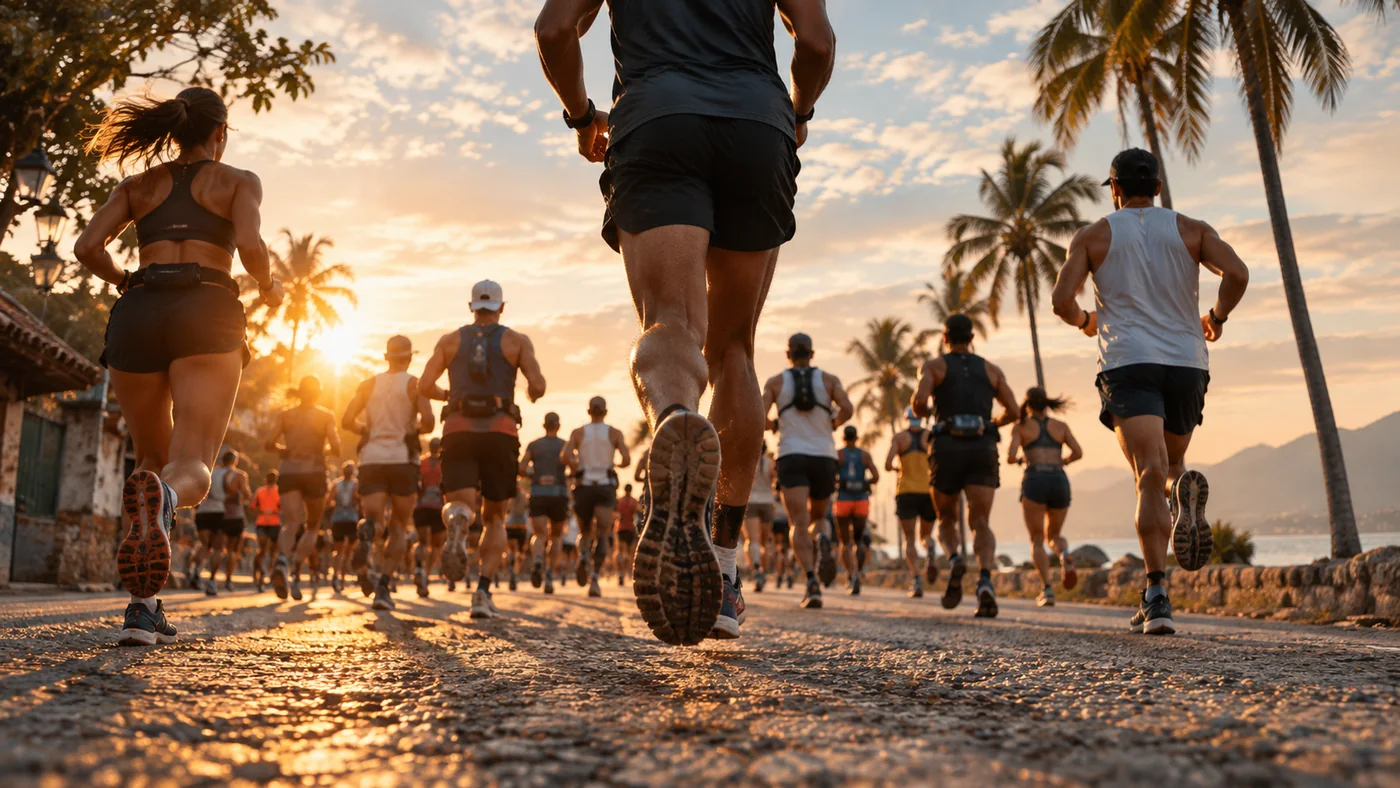 Grupo corriendo por la ciudad